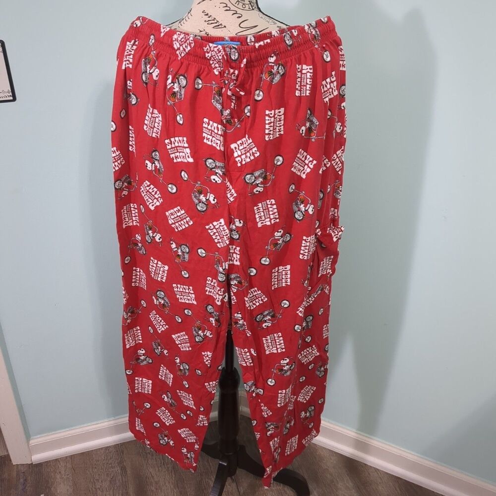 Peanuts Women's Snoopy Print Sleep Pajama Pants PJ Large motorcycle
